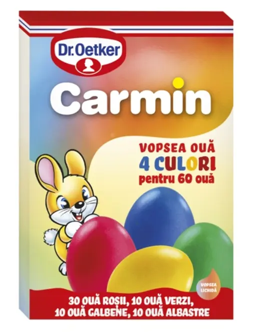 Dr. Oetker Keturių spalvų skysti kiaušinių dažai „Carmin" 20 g.
