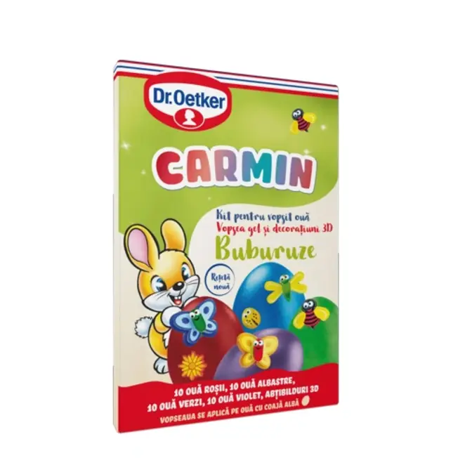 Dr. Oetker Kiaušinių dažų ir lipdukų rinkinys „Carmin“ (20 g)