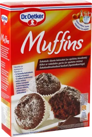Dr. Oetker šokoladinių keksiukų (su apelsinų žievelėmis)