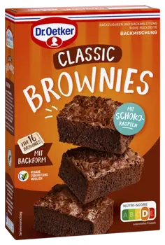 Dr. Oetker Miltinis mišinys tamsiam biskvitui su šokolado drožlėmis (Klasikinis braunis) 462g