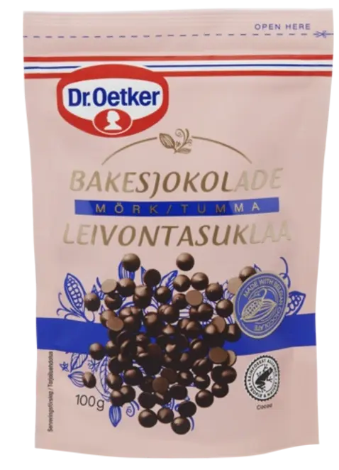 Dr. Oetker Juodojo šokolado gabalėliai kepiniams 100g