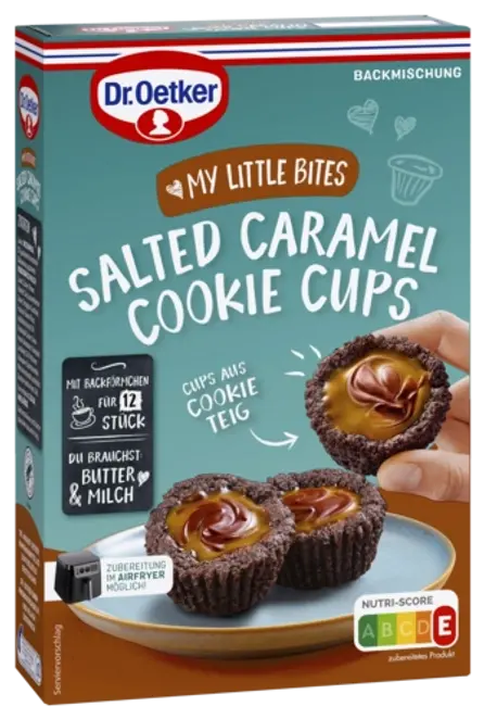 Dr. Oetker Miltinis mišinys trapios tešlos sausainių krepšeliams su šokolado ir sūdytos karamelės įdaru 240g