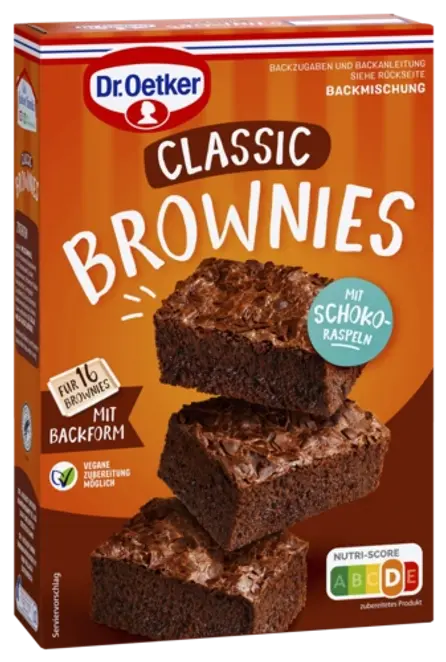 Dr. Oetker Miltinis mišinys tamsiam biskvitui su šokolado drožlėmis (Klasikinis braunis) 462g