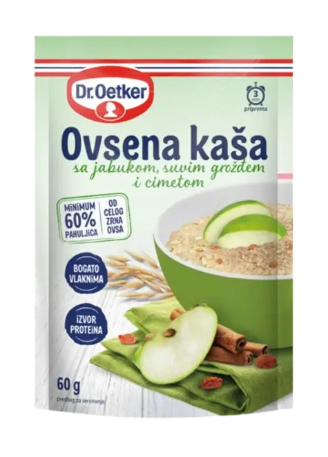 Dr. Oetker Avižinė košė su obuoliais, cinamonu ir razinomis