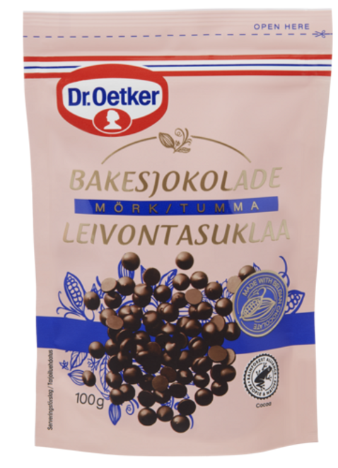 Dr. Oetker Juodojo šokolado gabalėliai kepiniams 100g
