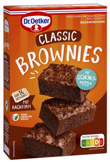 Dr. Oetker Miltinis mišinys tamsiam biskvitui su šokolado drožlėmis (Klasikinis braunis) 462g